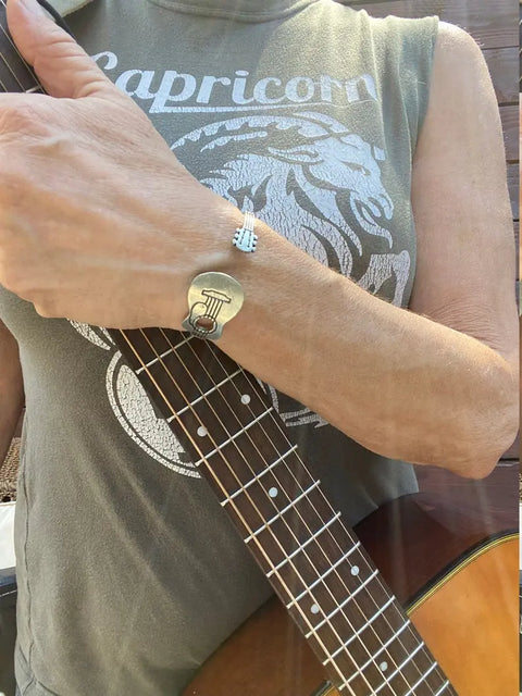 Adjustable Pewter Guitar Cuff Bracelet – Musician Gift Jewelry | Made in USA Wrist Accessory Whitney Howard Designs  Cuff Bracelets