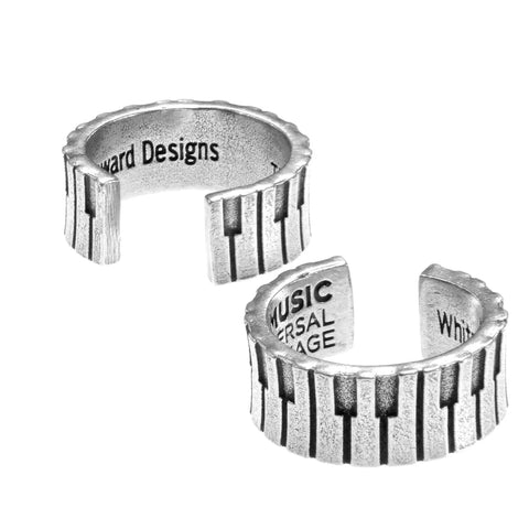 Adjustable Piano Key Cuff Ring – Music Lover’s Silver Band | Handmade in USA by Whitney Howard Designs Whitney Howard Designs  InspireRings