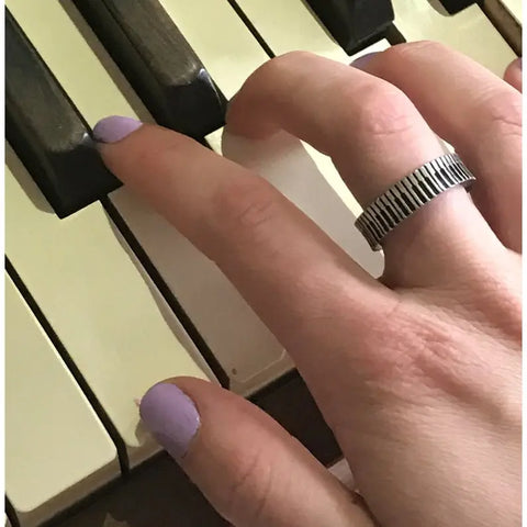 Adjustable Piano Key Cuff Ring – Music Lover’s Silver Band | Handmade in USA by Whitney Howard Designs Whitney Howard Designs  InspireRings