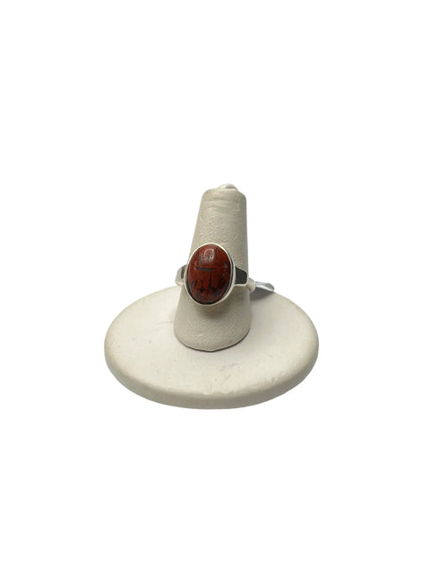 Adjustable Poppy Jasper Stone Ring – Sterling Silver Band Boho Design | Made in USA Jewelry Gift Michelle Marie Boutique  Rings
