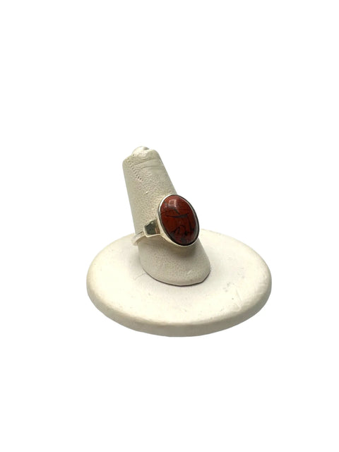 Adjustable Poppy Jasper Stone Ring – Sterling Silver Band Boho Design | Made in USA Jewelry Gift Michelle Marie Boutique  Rings