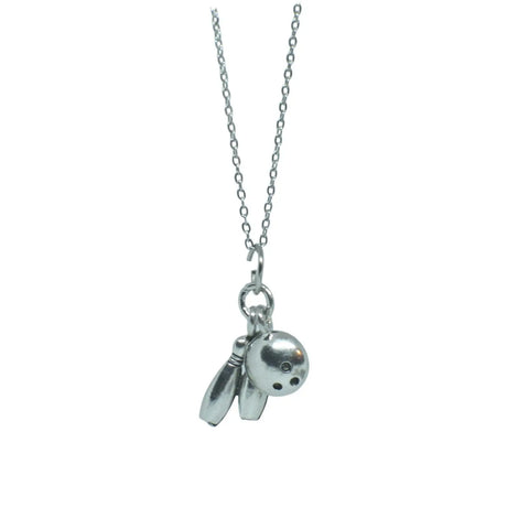 Adjustable Silver Bowling Pin and Ball Charm Necklace – Unisex Sports Jewelry | Made in USA Michelle Marie Boutique  Necklace