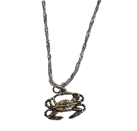 Adjustable Silver Crab Charm Necklace – Nautical Pewter Pendant on Stainless Steel Chain | Made in USA Michelle Marie Boutique  Necklace