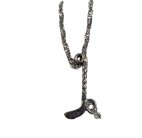 Adjustable Silver Hockey Stick and Puck Pendant Necklace – Customizable Sports Jewelry | Made in USA Michelle Marie Boutique  Necklace