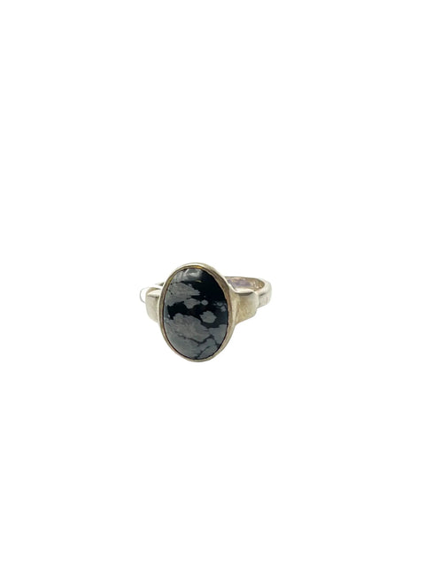Adjustable Snowflake Obsidian Ring – Genuine Sterling Silver Gemstone Band | Handmade in USA Gift Box Included Michelle Marie Boutique  Rings