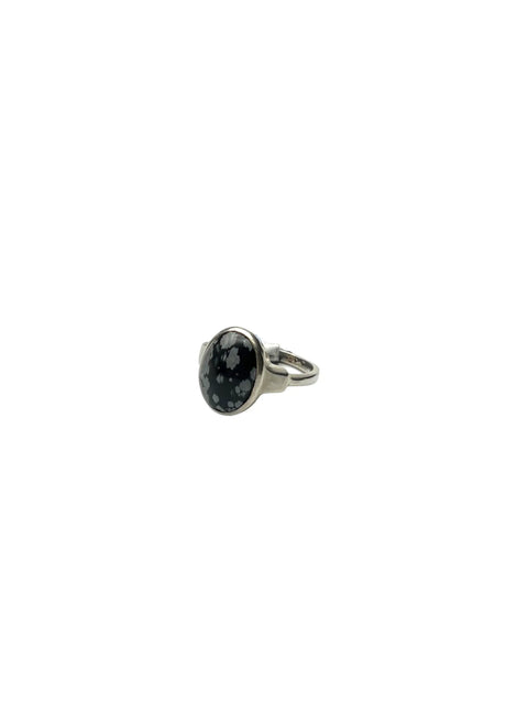 Adjustable Snowflake Obsidian Ring – Genuine Sterling Silver Gemstone Band | Handmade in USA Gift Box Included Michelle Marie Boutique  Rings