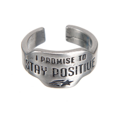 Adjustable Stay Positive Pewter Promise Ring – Handmade Inspirational Jewelry | Made in USA Whitney Howard Designs  promise rings
