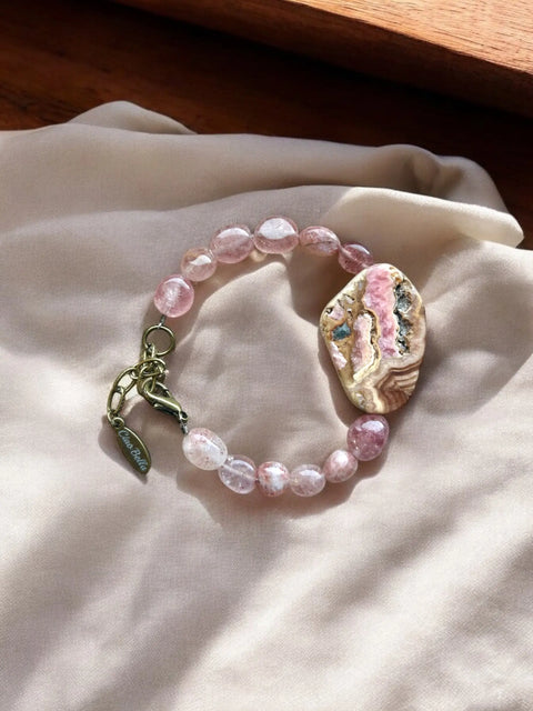 Adjustable Strawberry Quartz and Pink Agate Bracelet 7-8.5 Inch – Handmade Jewelry | Made in USA Michelle Marie Boutique  Bracelets