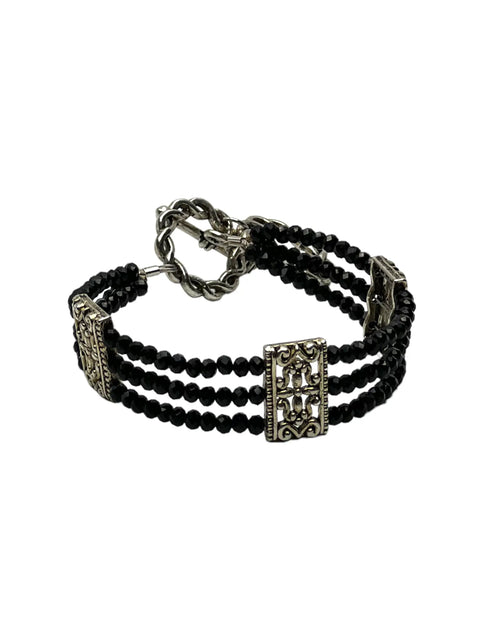 Adjustable Triple Strand Black Crystal Bracelet with Filigree Accents – Handmade Jewelry | Made in USA Michelle Marie Boutique  Bracelet