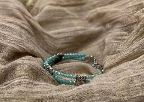 Adjustable Triple-Strand Turquoise Crystal Bracelet – Genuine Gemstone Jewelry – Michelle Marie Boutique | Made in USA Michelle Marie Boutique  Bracelet