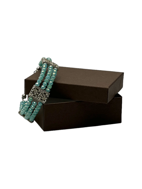 Adjustable Triple-Strand Turquoise Crystal Bracelet – Genuine Gemstone Jewelry – Michelle Marie Boutique | Made in USA Michelle Marie Boutique  Bracelet