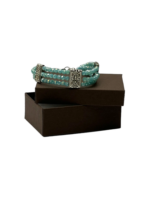 Adjustable Triple-Strand Turquoise Crystal Bracelet – Genuine Gemstone Jewelry – Michelle Marie Boutique | Made in USA Michelle Marie Boutique  Bracelet