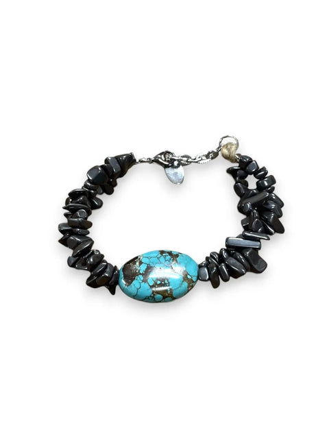 Adjustable Turquoise and Hematite Gemstone Bracelet – Handcrafted Natural Stone Jewelry | Made in USA Michelle Marie Boutique  Bracelets