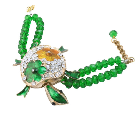 Adjustable Turtle Charm Bracelet With Green Crystal Beads – Ocean-Inspired Jewelry | Made in USA Michelle Marie Boutique  Bracelet