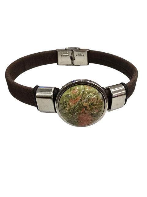 Adjustable Unakite Stone Cork Bracelet – Handmade Sustainable Jewelry | Eco-Friendly Design Made in USA Michelle Marie Boutique  Bracelets