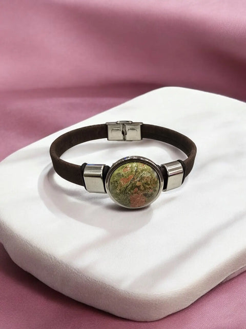 Adjustable Unakite Stone Cork Bracelet – Handmade Sustainable Jewelry | Eco-Friendly Design Made in USA Michelle Marie Boutique  Bracelets