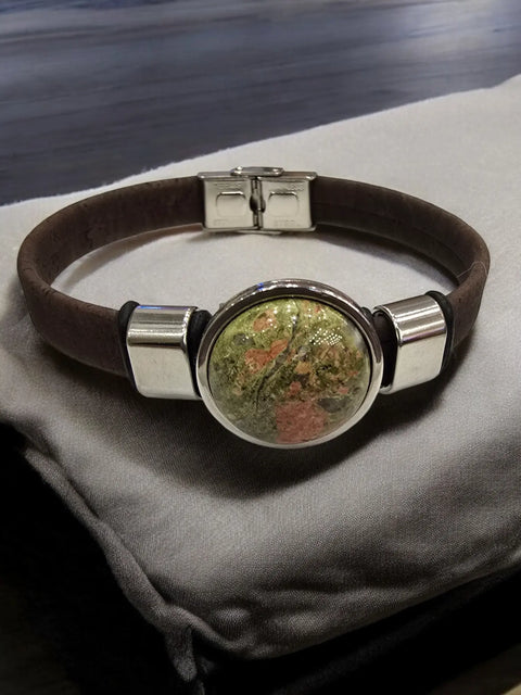 Adjustable Unakite Stone Cork Bracelet – Handmade Sustainable Jewelry | Eco-Friendly Design Made in USA Michelle Marie Boutique  Bracelets