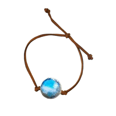Adjustable Unisex Suede Cord Bracelet With Beach Sand and Ocean Wave Design – Handmade | Made in USA Michelle Marie Boutique 