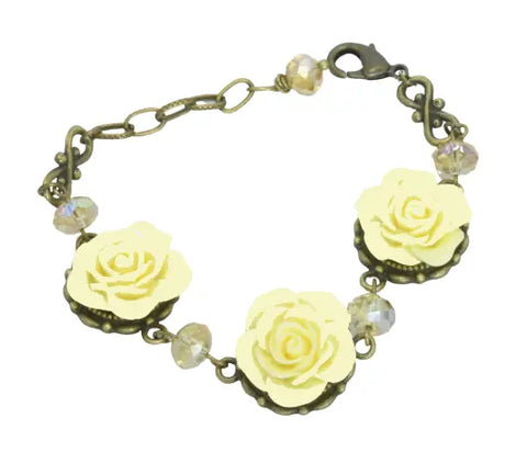 Adjustable Victorian Rose Flower Bracelet – Bohemian Style Silver or Bronze Finish | Made in USA Michelle Marie Boutique  Bracelet