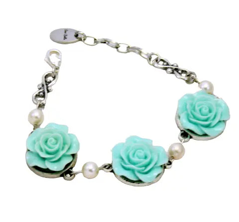 Adjustable Victorian Rose Flower Bracelet – Bohemian Style Silver or Bronze Finish | Made in USA Michelle Marie Boutique  Bracelet