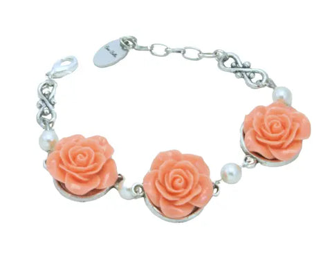 Adjustable Victorian Rose Flower Bracelet – Bohemian Style Silver or Bronze Finish | Made in USA Michelle Marie Boutique  Bracelet