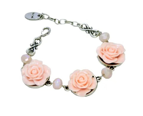 Adjustable Victorian Rose Flower Bracelet – Bohemian Style Silver or Bronze Finish | Made in USA Michelle Marie Boutique  Bracelet