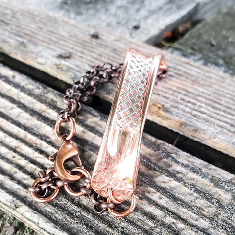 AdjustableHandmade Hammer Sculpted Copper Channel Silver Mesh Cuff Bracelet Alexa Martha Designs  Cuff Bracelet