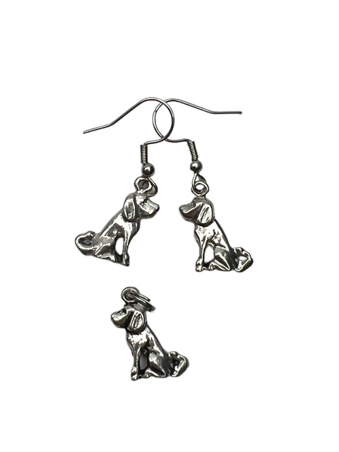 Adorable Pewter Dog Charm Necklace and Earring Set Michelle Marie Boutique  Jewelry Sets