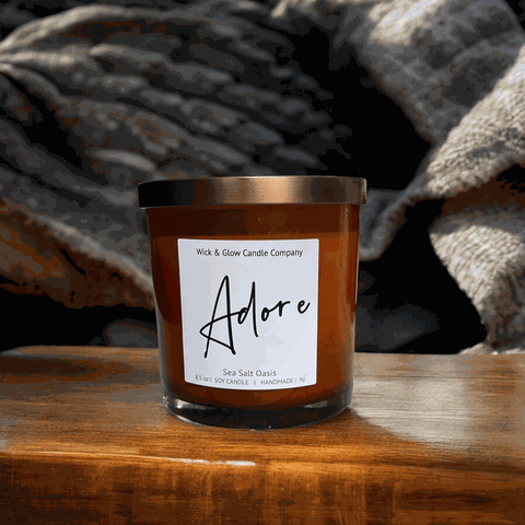 Adore – Sea Salt + Cardamom Luxury Scented Candle Wick and Glow Candle Company™  Candles