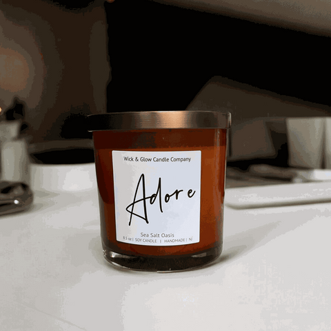 Adore – Sea Salt + Cardamom Luxury Scented Candle Wick and Glow Candle Company™  Candles