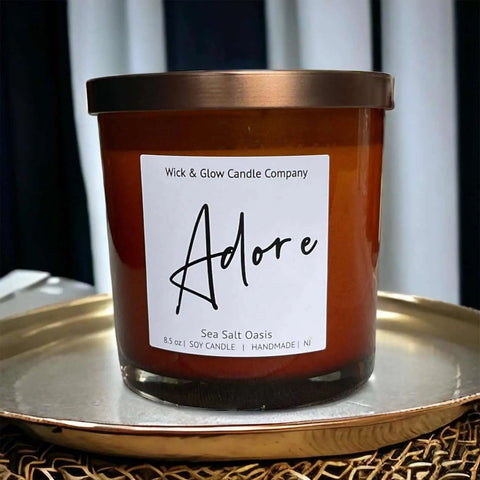 Adore – Sea Salt + Cardamom Luxury Scented Candle Wick and Glow Candle Company™  Candles