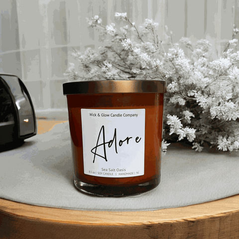Adore – Sea Salt + Cardamom Luxury Scented Candle Wick and Glow Candle Company™  Candles