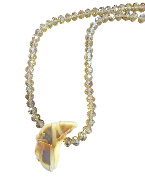 Agate Stone Pendant Necklace With Crystal Beads – Adjustable Chain | Made in USA Michelle Marie Boutique  Gemstone necklace