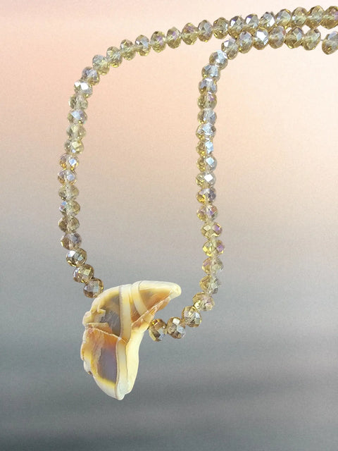Agate Stone Pendant Necklace With Crystal Beads – Adjustable Chain | Made in USA Michelle Marie Boutique  Gemstone necklace