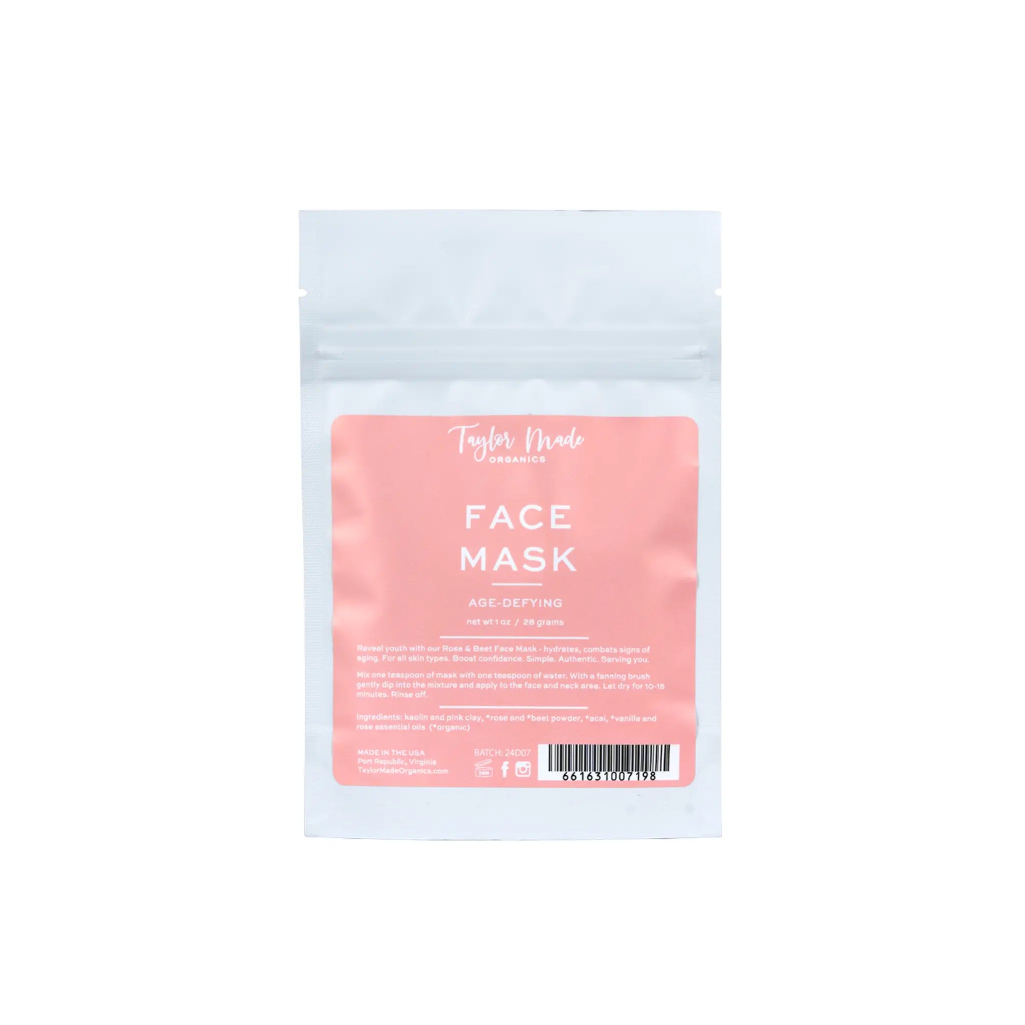 Age-Defying Face Mask Taylor Made Organics  face mask