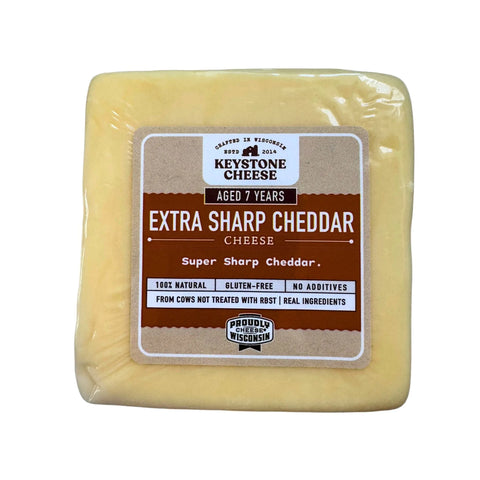 Aged 7 Year White Cheddar Cheese – Artisan 6oz to 10oz Blocks | Handcrafted in USA – Keystone Farms Keystone Cheese  Cheese