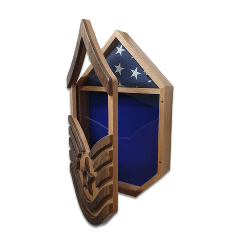 Air Force Master Sergeant E7 Shadow Box – 3x5 Flag Display – Handcrafted Oak | Made in USA Legacies of America Woodworking Company  Shadow Box