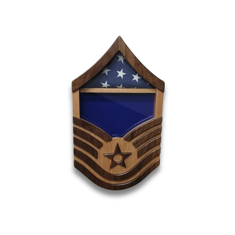 Air Force Master Sergeant E7 Shadow Box – 3x5 Flag Display – Handcrafted Oak | Made in USA Legacies of America Woodworking Company  Shadow Box