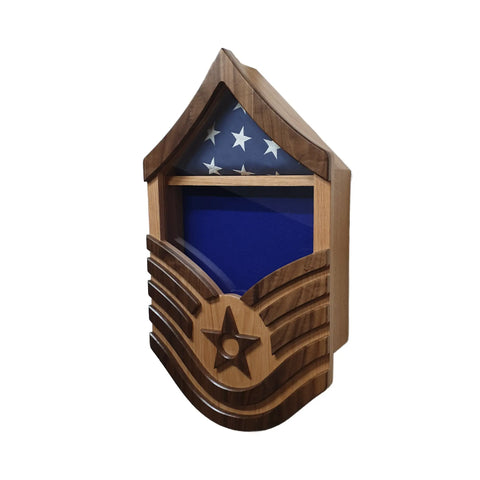 Air Force Master Sergeant E7 Shadow Box – 3x5 Flag Display – Handcrafted Oak | Made in USA Legacies of America Woodworking Company  Shadow Box
