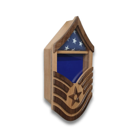 Air Force Master Sergeant E7 Shadow Box – 3x5 Flag Display – Handcrafted Oak | Made in USA Legacies of America Woodworking Company  Shadow Box