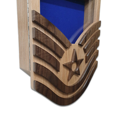 Air Force Master Sergeant E7 Shadow Box – 3x5 Flag Display – Handcrafted Oak | Made in USA Legacies of America Woodworking Company  Shadow Box