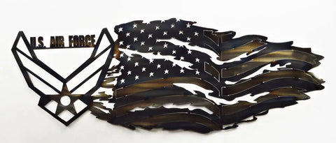 Air Force Metal Wall Art – Tattered Flag Design 36 Inch – Veteran Owned Brand | Made in USA Knights Home Decor  item