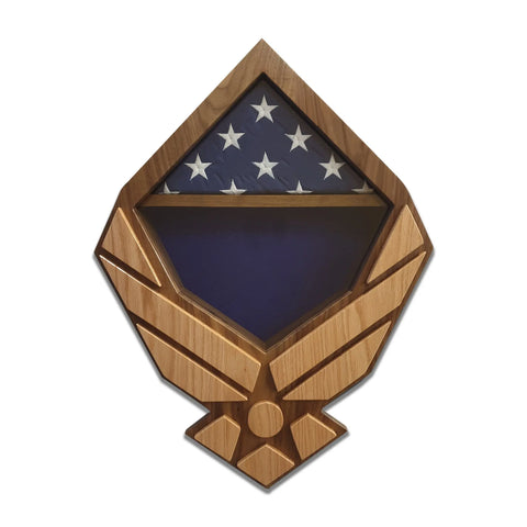 Air Force Modern Wings Shadow Box Display – Walnut Backing With Oak Wings | Made in USA Legacies of America Woodworking Company  Shadow Box
