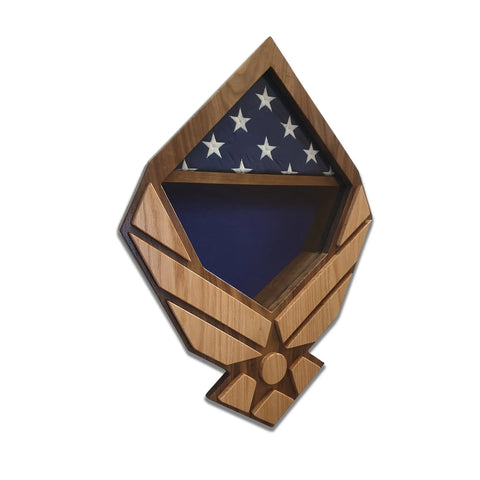 Air Force Modern Wings Shadow Box Display – Walnut Backing With Oak Wings | Made in USA Legacies of America Woodworking Company  Shadow Box