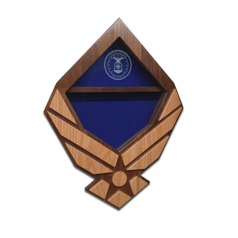 Air Force Modern Wings Shadow Box Display – Walnut Backing With Oak Wings | Made in USA Legacies of America Woodworking Company  Shadow Box