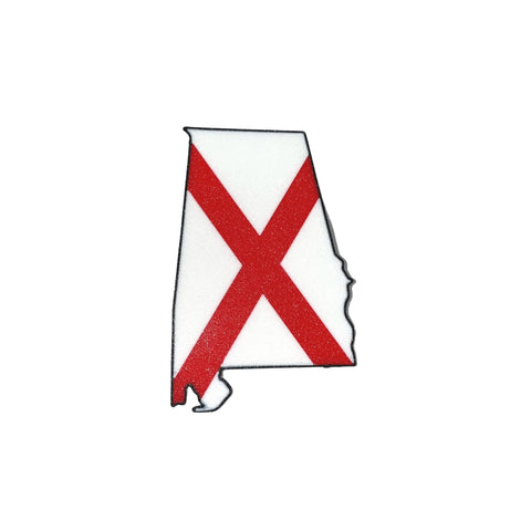 Show your patriotism with Chatelet Manufacturings Boglets USA Flag Charms—bold red X on white representing Alabama, perfect for Bogg Bags, Simply Southern, and more. Ideal decorative charm for tote bags!.