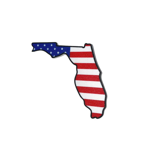 Show your patriotism with Boglets USA Flag Charms from Chatelet Manufacturing—an outline of Florida filled with the American flag. Compatible with Bogg Bags, Simply Southern, and other totes—perfect for your charms collection.