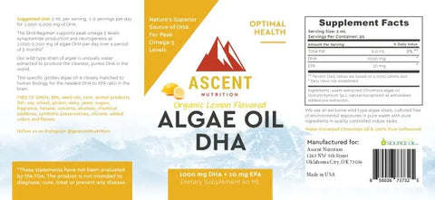 Algae Oil DHA 1000 Mg Liquid Supplement – Vegan Omega-3 Brain and Heart Support | Made in USA Ascent Nutrition  simple