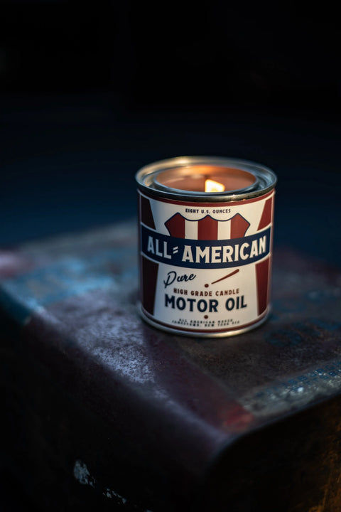 All-American Motor Oil Scented Candle 8oz – Soy Wax | Made in USA All American Maker  Candle