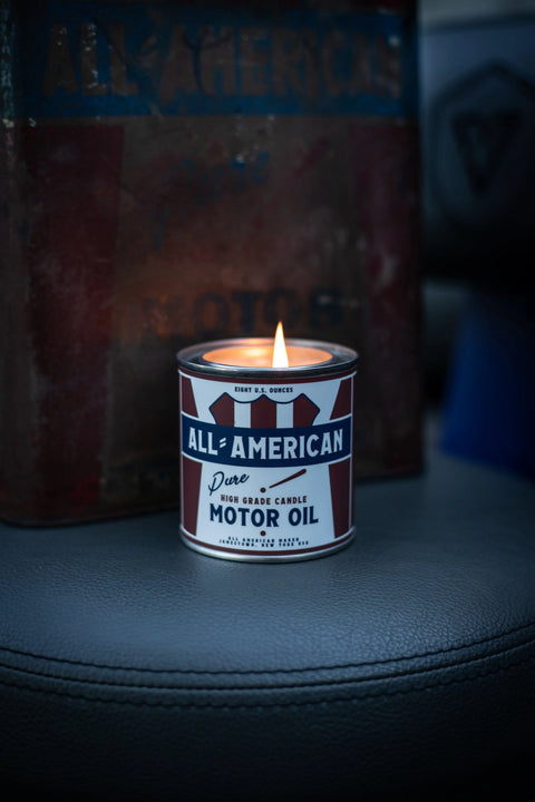 All-American Motor Oil Scented Candle 8oz – Soy Wax | Made in USA All American Maker  Candle